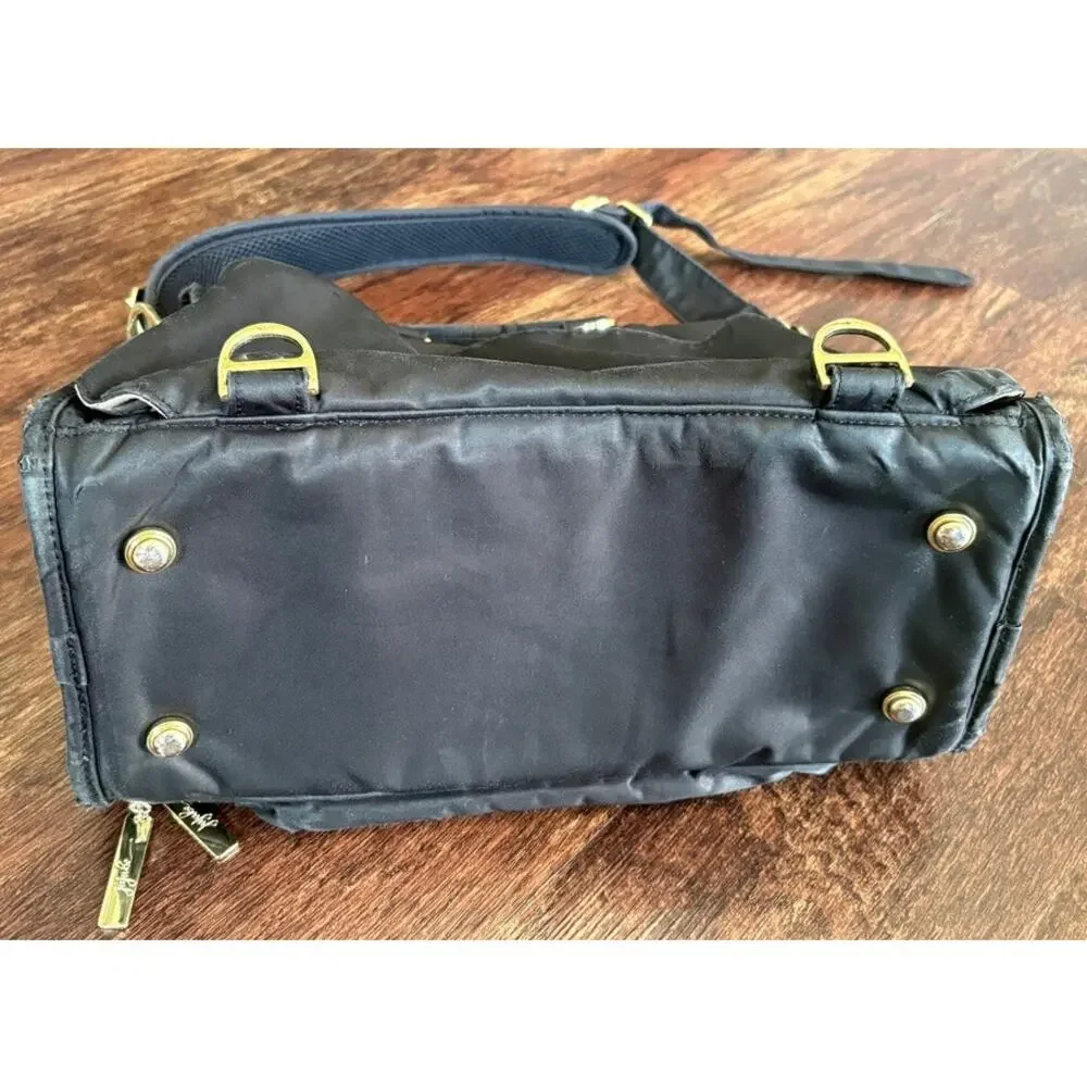 JuJuBe Multi-Pocket Black Gold Convertible Diaper Bag Organizer Tote Flawed